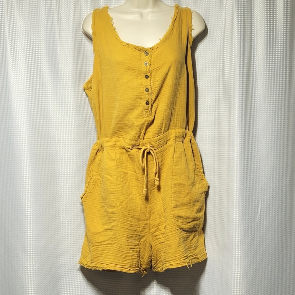 CATO 100% Cotton Mustard Yellow Summer Romper Women's (14/16W)
